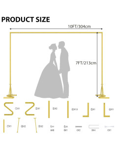 Soporte de Fondo Dorado Fogein 3.05m Metal Resistente 2