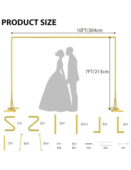 Soporte de Fondo Dorado Fogein 3.05m Metal Resistente