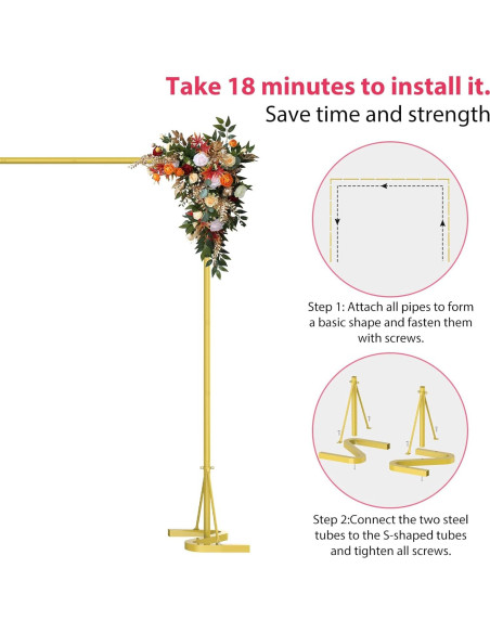 Soporte de Fondo Dorado Fogein 3.05m Metal Resistente