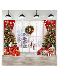 Fondo de Fotografía Navidad 7x5ft Wollmix Escena Ventana