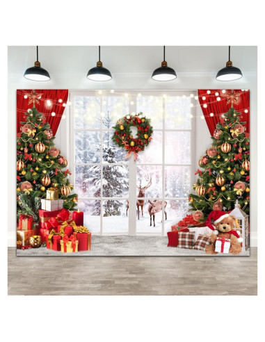 Fondo de Fotografía Navidad 7x5ft Wollmix Escena Ventana