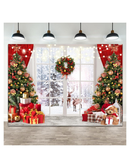 Fondo de Fotografía Navidad 7x5ft Wollmix Escena Ventana