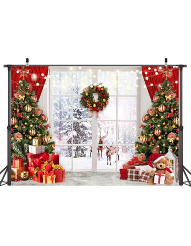 Fondo de Fotografía Navidad 7x5ft Wollmix Escena Ventana