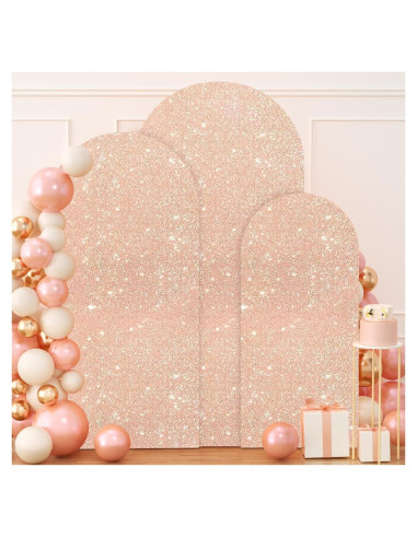 Juego de 3 Fundas de Arco Brillantes FUHSY Rosa Dorado 1.8m-2.2m
