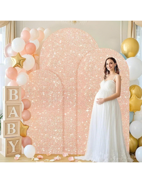 Juego de 3 Fundas de Arco Brillantes FUHSY Rosa Dorado 1.8m-2.2m