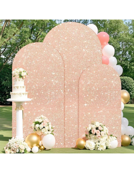 Juego de 3 Fundas de Arco Brillantes FUHSY Rosa Dorado 1.8m-2.2m