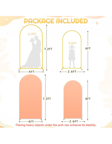 Juego de Soporte de Arco de Boda FUHSY 2 Piezas Durazno