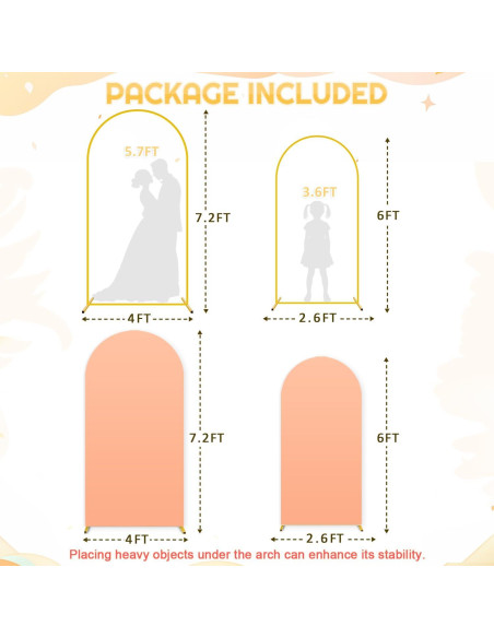 Juego de Soporte de Arco de Boda FUHSY 2 Piezas Durazno