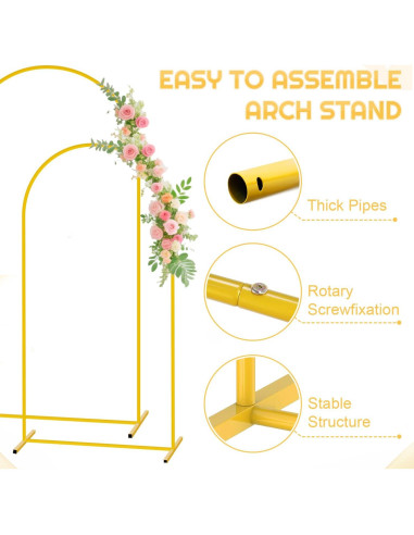 Juego de Soporte de Arco de Boda FUHSY 2 Piezas Durazno