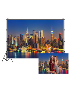 Fondo de Foto Renaiss 3.66x2.44m Vista Nocturna Nueva York
