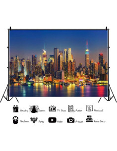 Fondo de Foto Renaiss 3.66x2.44m Vista Nocturna Nueva York 2