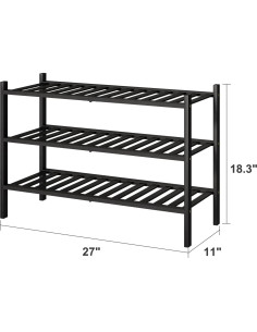 Estante para zapatos negro de 3 niveles Viewcare apilable 2