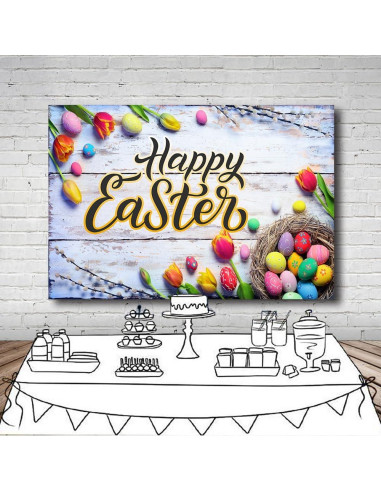Backdrop Feliz Día de Pascua 208x150 cm DePhoto Vinilo
