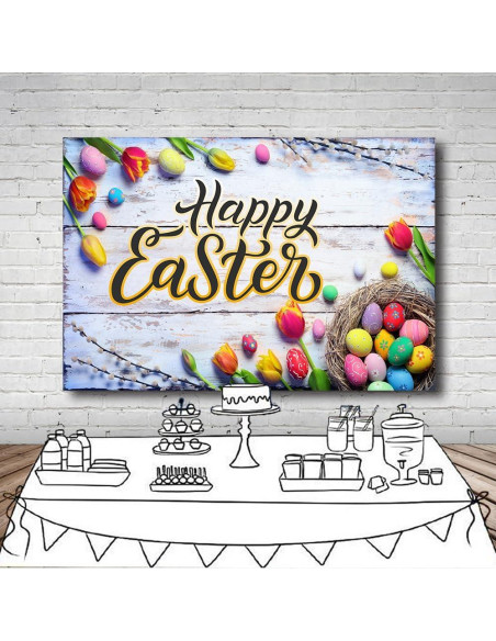 Backdrop Feliz Día de Pascua 208x150 cm DePhoto Vinilo