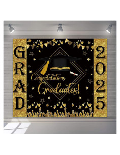 Fondo de Graduación Vinilo Negro Dorado 300x250cm Hraiufc