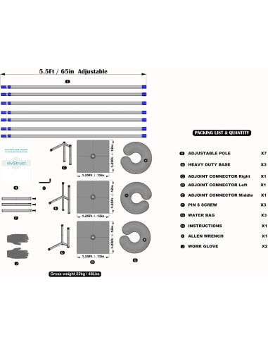 Soporte de Fondo Portátil Ajustable VivStruct 10x6m Doble Barra