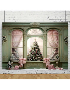 Fondo de Fotografía Navideño Rosa 210x150cm Vinilo MIXIANG 2