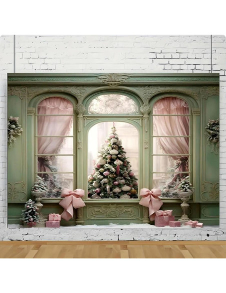 Fondo de Fotografía Navideño Rosa 210x150cm Vinilo MIXIANG