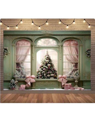 Fondo de Fotografía Navideño Rosa 210x150cm Vinilo MIXIANG