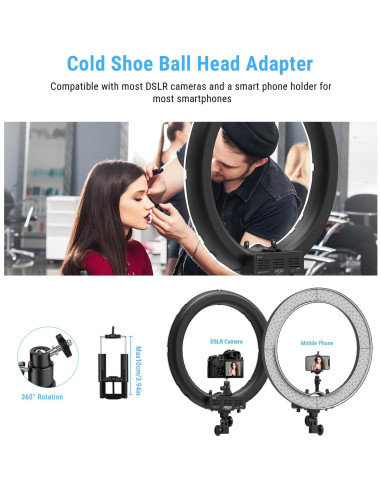 Anillo de Luz LED IVISII 19" con Soporte y Adaptador 55W