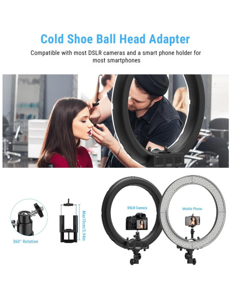 Anillo de Luz LED IVISII 19" con Soporte y Adaptador 55W