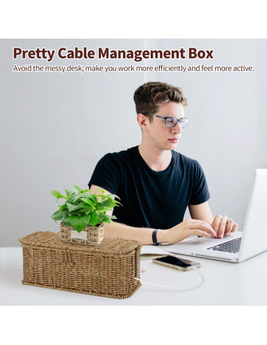 Caja Organizadora de Cables Allhercom Natural 33x13x13 cm