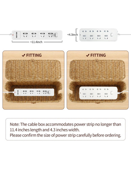 Caja Organizadora de Cables Allhercom Natural 33x13x13 cm