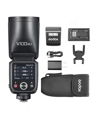 Flash Godox V100N para Cámara Nikon, 100Ws, Pantalla Táctil