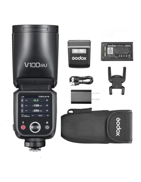 Flash Godox V100N para Cámara Nikon, 100Ws, Pantalla Táctil