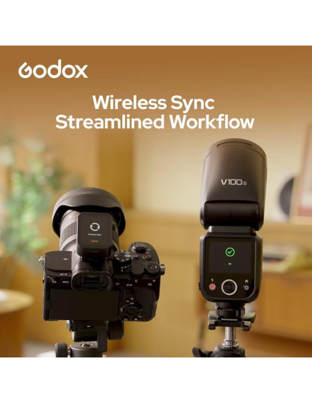 Flash Godox V100N para Cámara Nikon, 100Ws, Pantalla Táctil