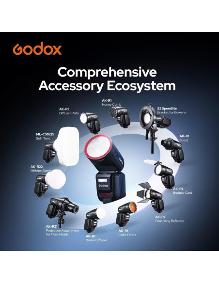 Flash Godox V100N para Cámara Nikon, 100Ws, Pantalla Táctil