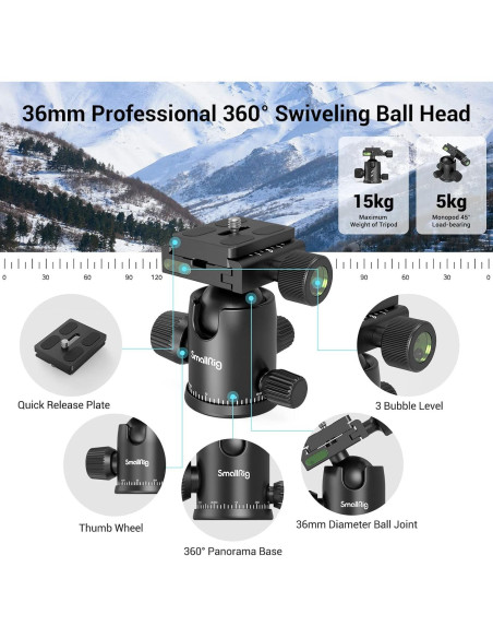 Trípode y Monopie SmallRig 180 cm Aluminio 15 kg Ajustable