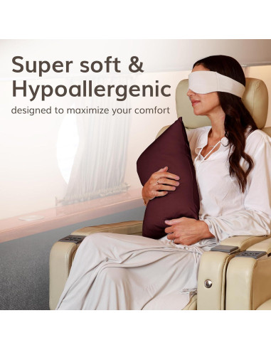 Almohada de Viaje Happyluxe Odyssey 43x33 cm Rojo Cabernet