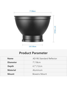 Reflector Difusor Estándar Neewer 18cm Montaje Bowens 2