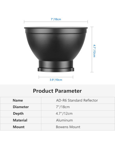Reflector Difusor Estándar Neewer 18cm Montaje Bowens