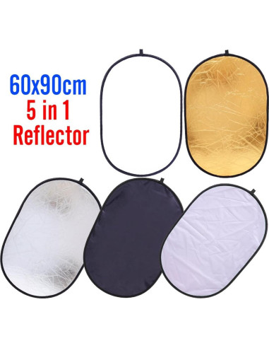 Reflector Plegable 5-en-1 Konseen 60x90cm para Fotografía