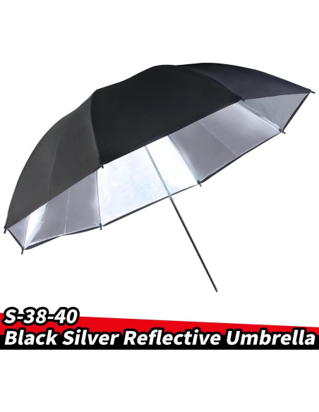 Paraguas Reflectante JINBEI S-38 100cm Negro Plateado