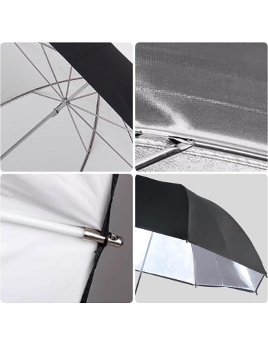 Paraguas Reflectante JINBEI S-38 100cm Negro Plateado
