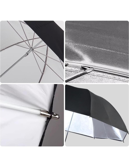 Paraguas Reflectante JINBEI S-38 100cm Negro Plateado