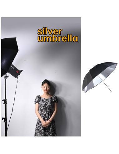 Paraguas Reflectante JINBEI S-38 100cm Negro Plateado