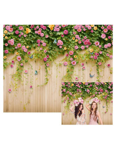 Fondo de Fotografía Vinilo 3x2.5m Nihilar Flores Rosa