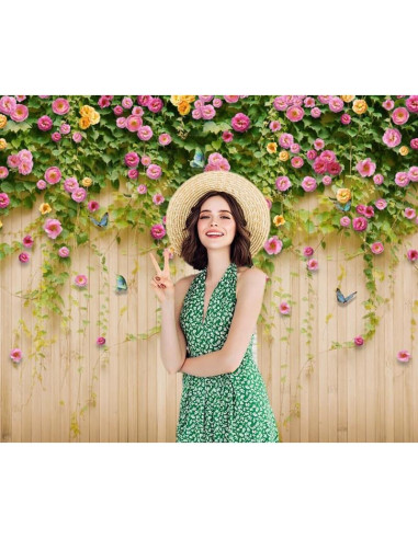 Fondo de Fotografía Vinilo 3x2.5m Nihilar Flores Rosa