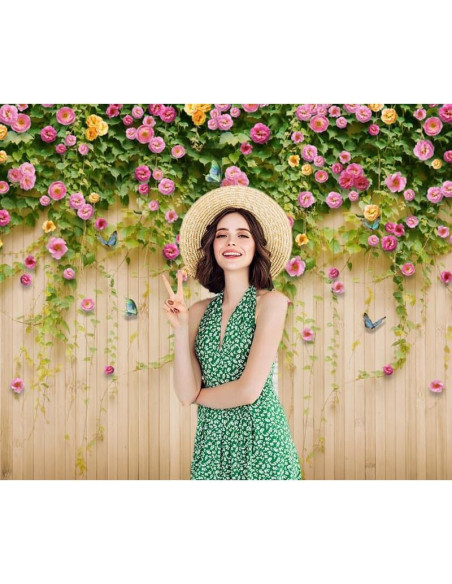 Fondo de Fotografía Vinilo 3x2.5m Nihilar Flores Rosa