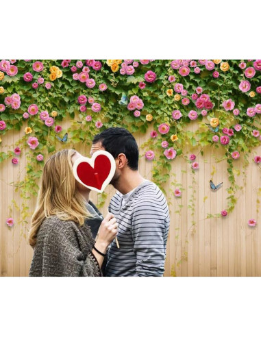 Fondo de Fotografía Vinilo 3x2.5m Nihilar Flores Rosa