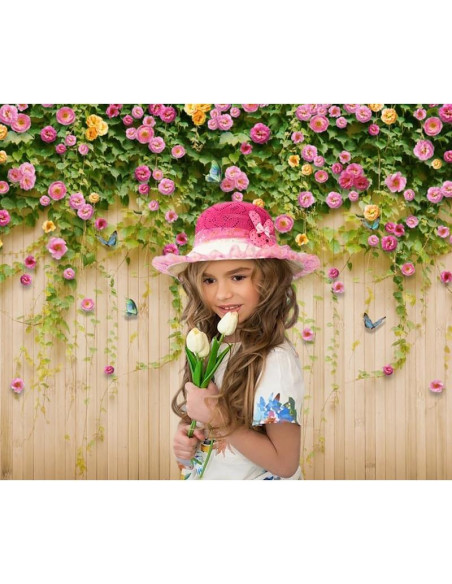 Fondo de Fotografía Vinilo 3x2.5m Nihilar Flores Rosa