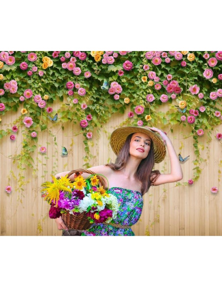 Fondo de Fotografía Vinilo 3x2.5m Nihilar Flores Rosa