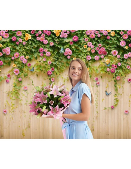 Fondo de Fotografía Vinilo 3x2.5m Nihilar Flores Rosa