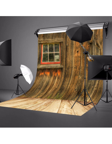 Fondo de Fotografía 5x7 pies LYLY Rústico Madera Amarilla