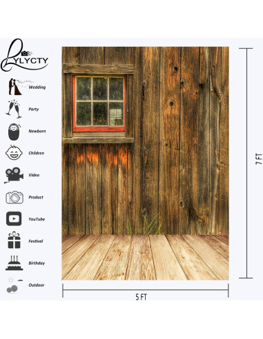 Fondo de Fotografía 5x7 pies LYLY Rústico Madera Amarilla