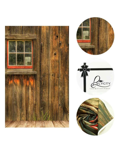 Fondo de Fotografía 5x7 pies LYLY Rústico Madera Amarilla